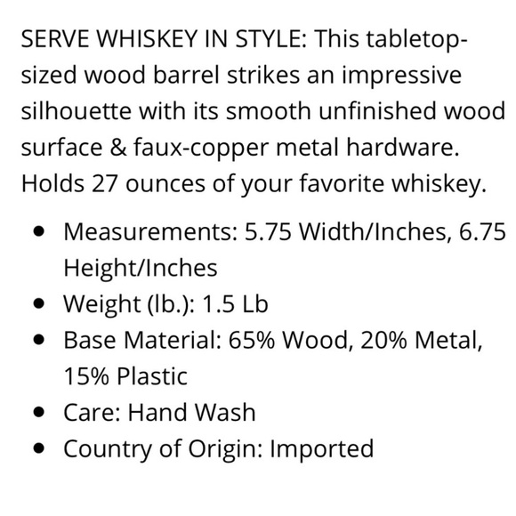 NWT Hammer + Axe Wood Whiskey Barrel 800 ml - Picture 5 of 8